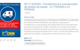 Nota Técnica orienta sobre transposição e transferência dos saldos nas contas dos Fundos Municipais de Saúde