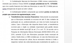 Lei Aldir Blanc: CNM pede revogação de MP, alteração da legislação e atendimento à decisão do TCU