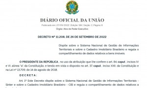 Decreto traz regulamentação do Sinter e CIB para os cadastros de imóveis