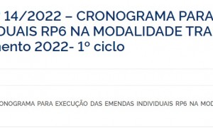 Publicado cronograma para a execução de emendas individuais na modalidade transferências especiais