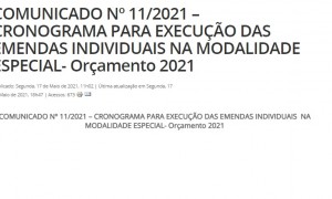 Ministério da Economia divulga cronograma para execução das emendas individuais  na modalidade especial