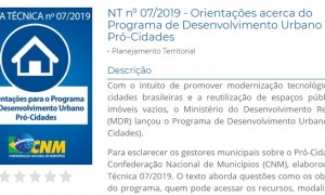 Nota técnica CNM sobre Pró-Cidades pode orientar gestores de Municípios e de Consórcios