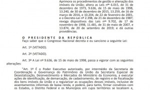 Sancionada nova lei para venda e regularização de imóveis da União