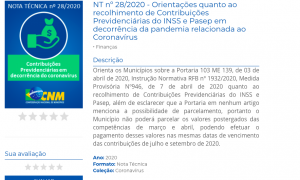 Publicação da CNM orienta sobre recolhimento de contribuições previdenciárias do INSS e Pasep