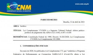 CNM emite parecer que analisa os reflexos da decisão do STF na Lei Complementar 173/2020