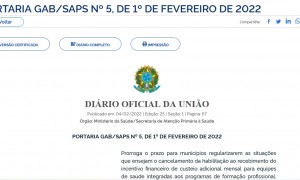 Incentivo financeiro: prorrogado prazo para Municípios regularizarem situações de cancelamento da habilitação