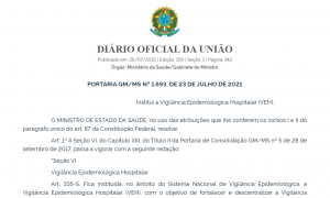 Publicações instituem Vigilância Epidemiológica Hospitalar e Rede Nacional de Vigilância Epidemiológica Hospitalar