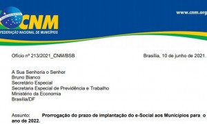 Por meio de ofício, a CNM pede a prorrogação do prazo para implantação do eSocial